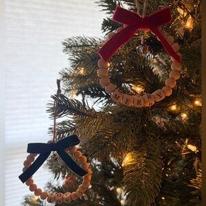 Festive Wooden Bead Wreath Ornaments
